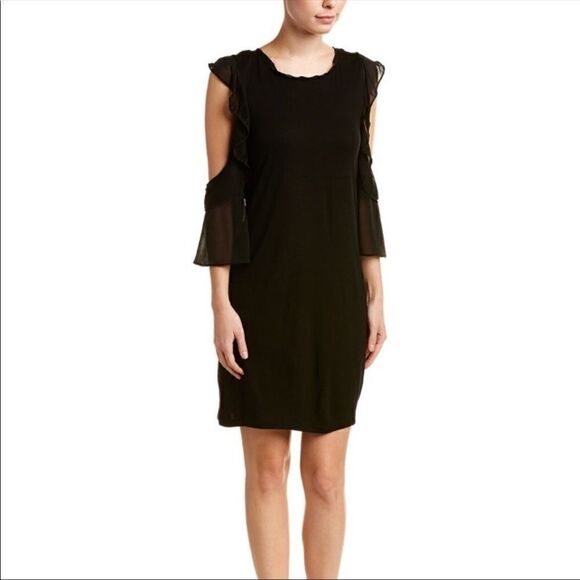 French Connection Ruffle Mix Jersey Dress, Size 2 - Picture 1 of 8